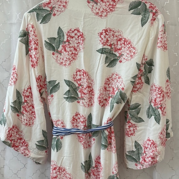 Piyamas Pink Hydrangea Kimono Wrap Robe SM - Picture 6 of 9